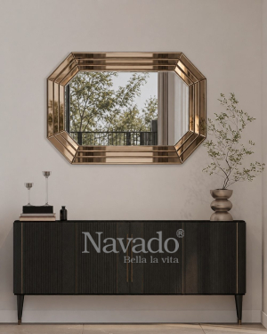 Gold Octagonal Interior Mirror