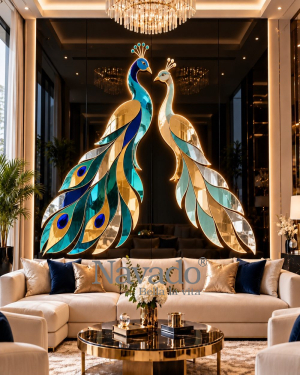 Peacock Pair Mirror Art