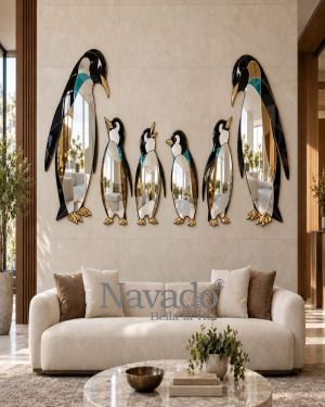 Penguin Family Decorative Mirror Art