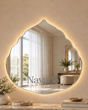 Pointed Leaf Backlit Interior Mirror