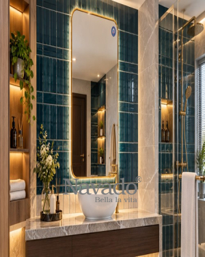 Rounded Gold Frame Bathroom Mirror