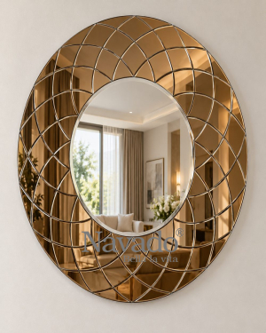 Woven Bronze Round Interior Mirror