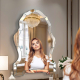 Scalloped Silver Vanity Mirror