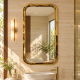 Textured Gold Rectangle Bathroom Mirror