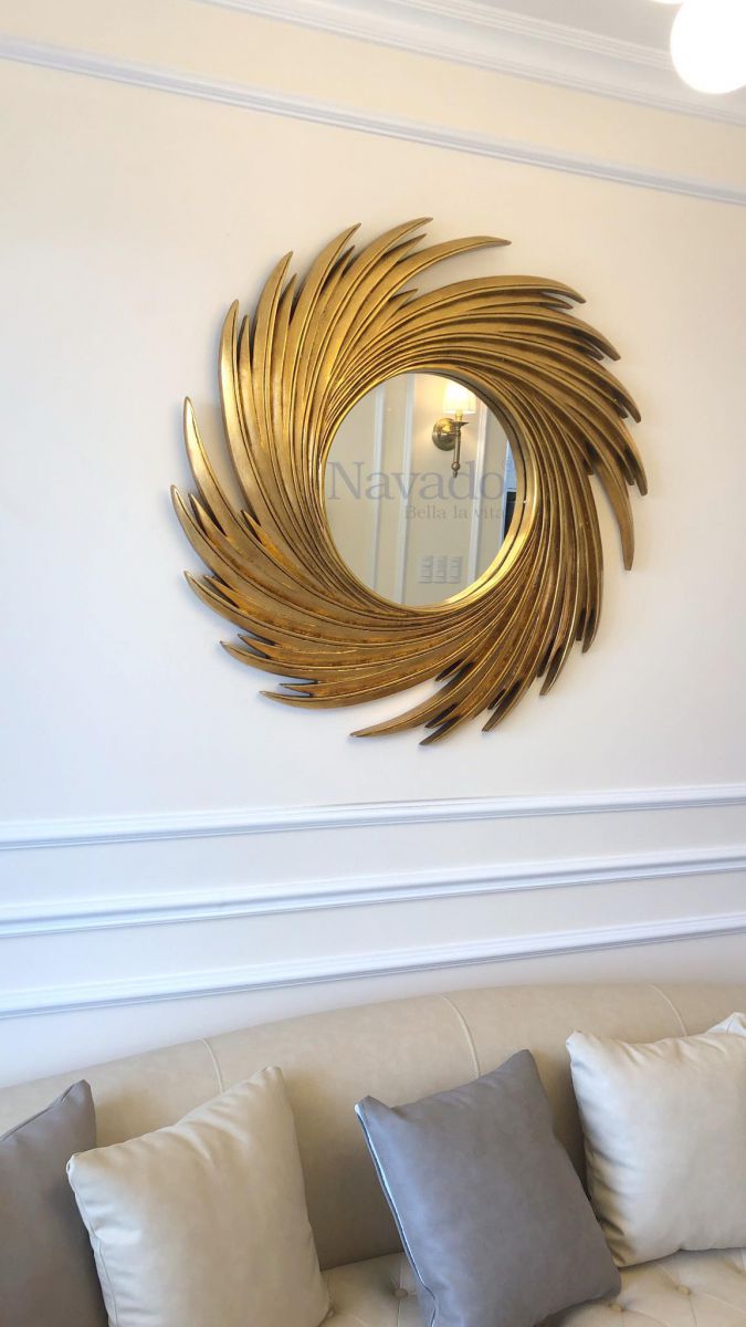 Luxury classic mirror decorate living room nut Gold