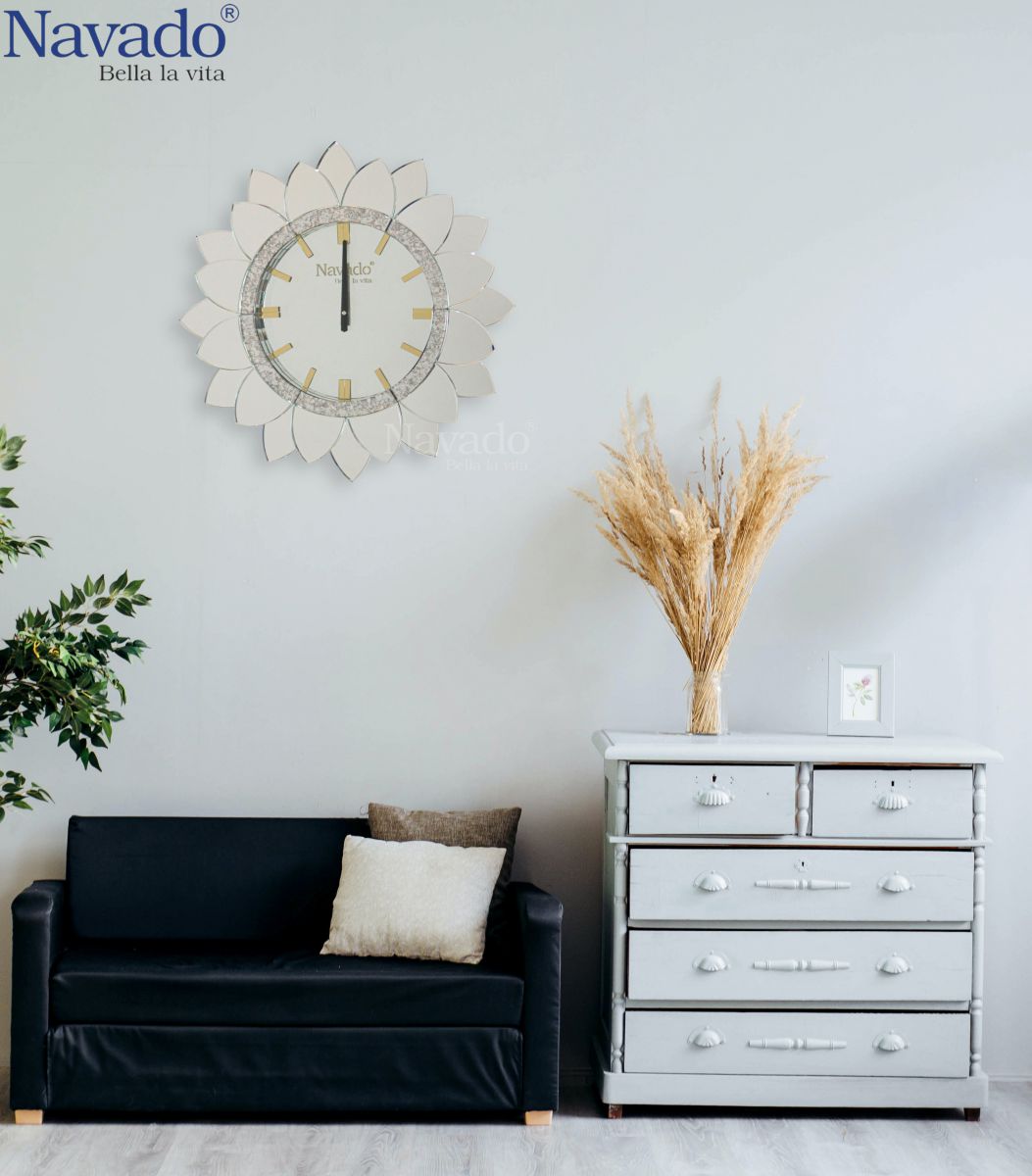 art-sunflower-mirror-clock