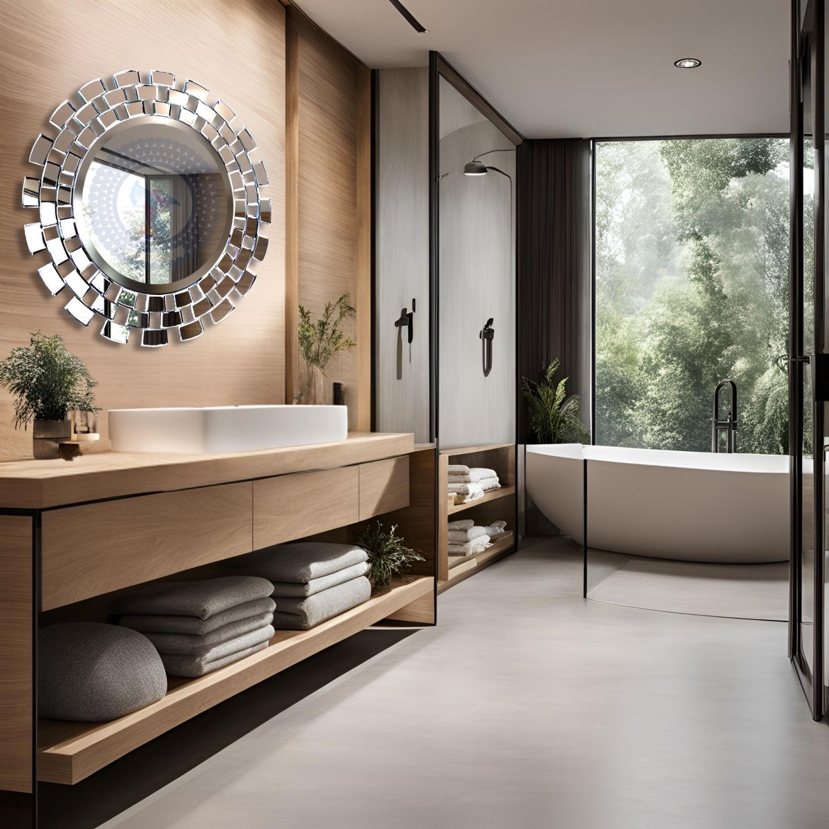 Artistic wall mounted bathroom mirror