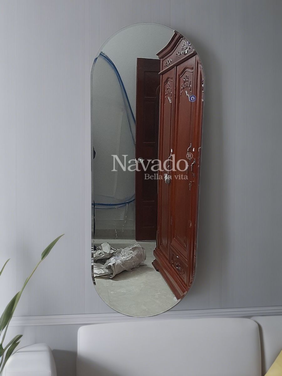 Beveled edge full length living room mirror
