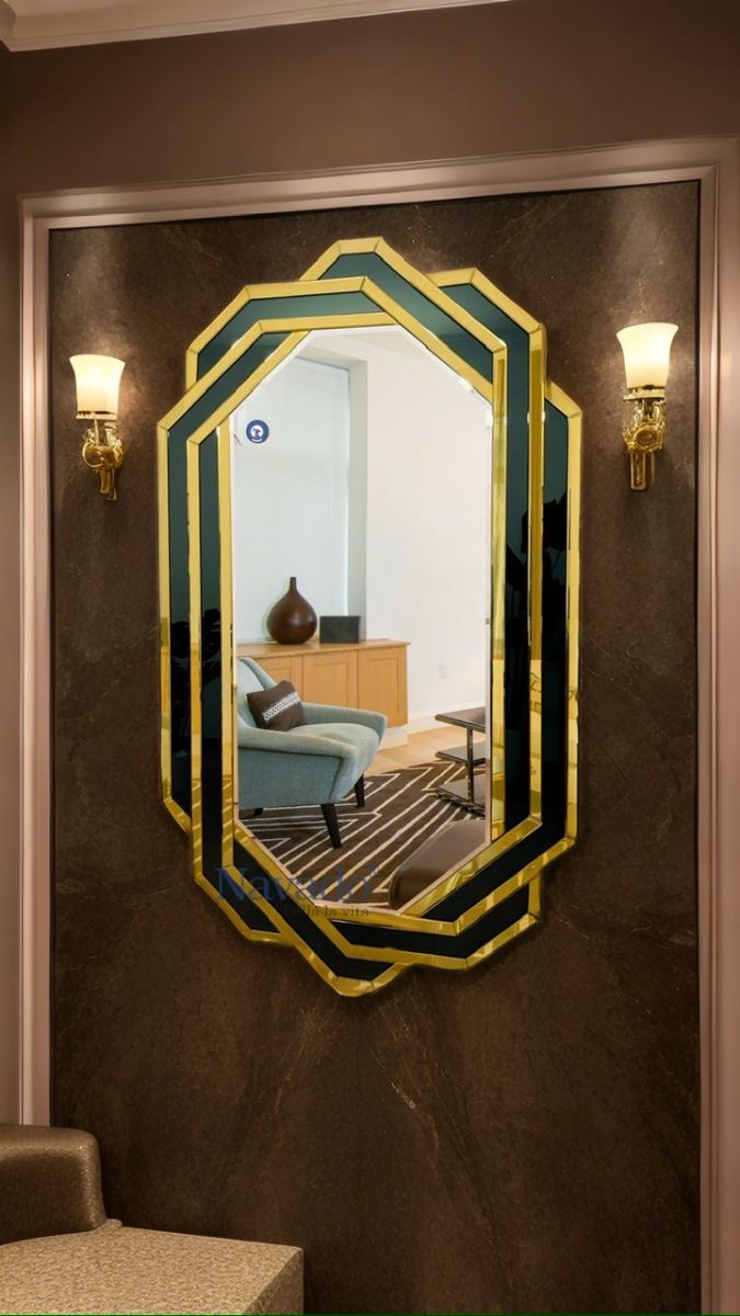 Navado produces full-length living room mirror with black and gold frame