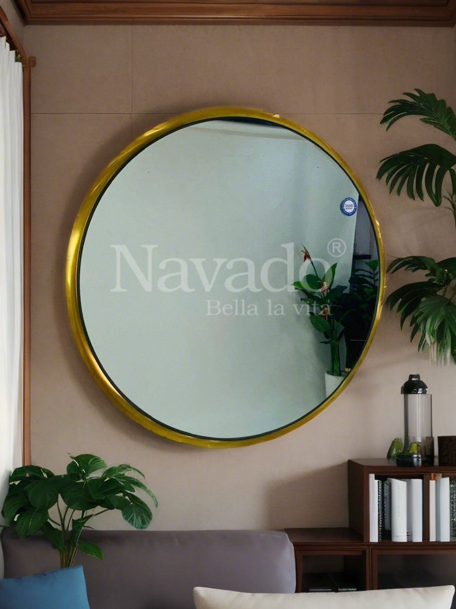 Decorative mirror model for living room wall with gold stainless steel frame