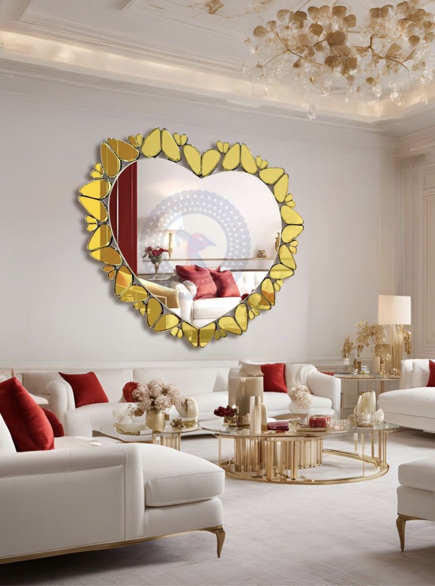 Gold heart  living room interior decoration mirror