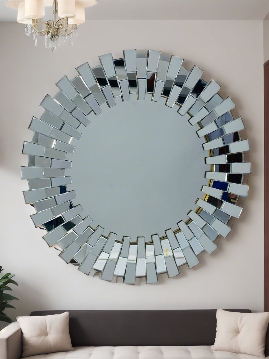  Decorative wall mirror for living room, handcrafted art beading