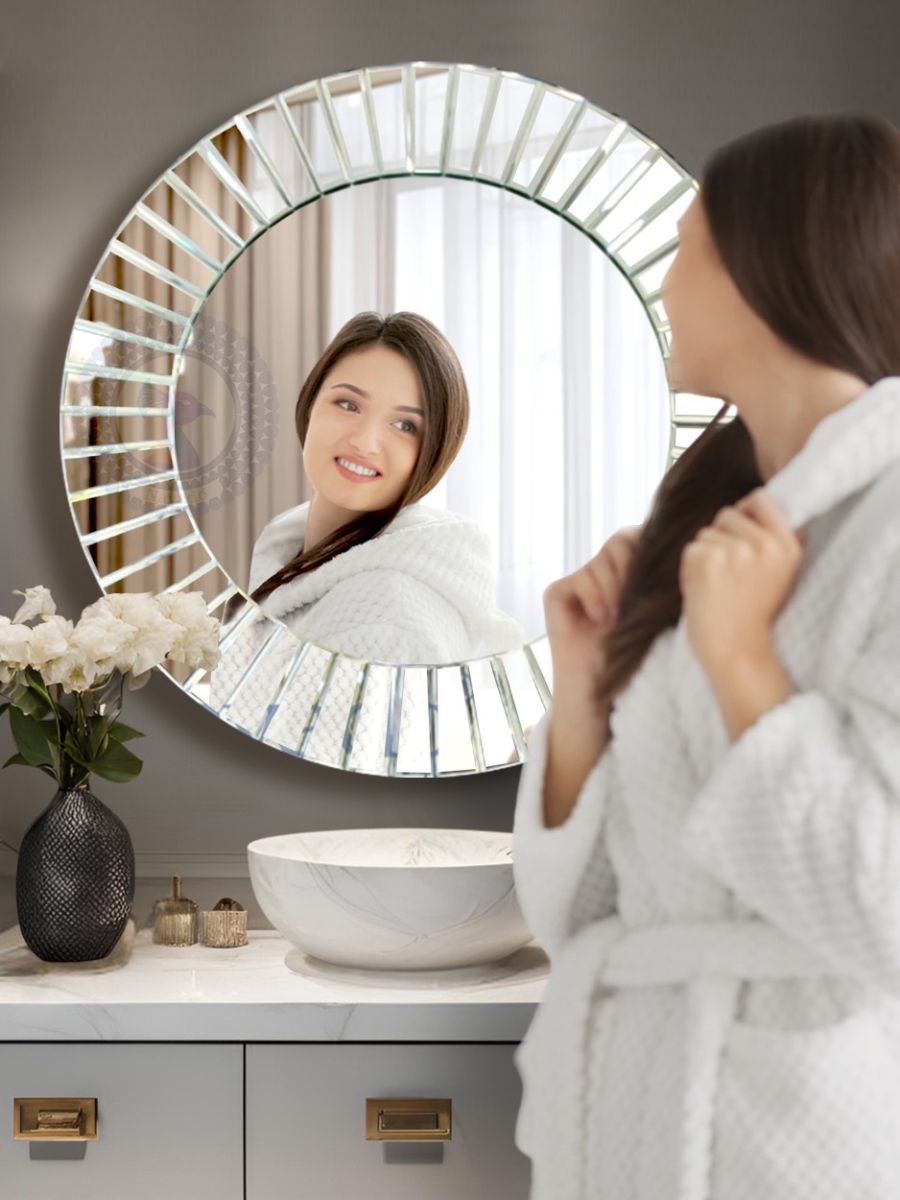 Bathroom mirror the wall