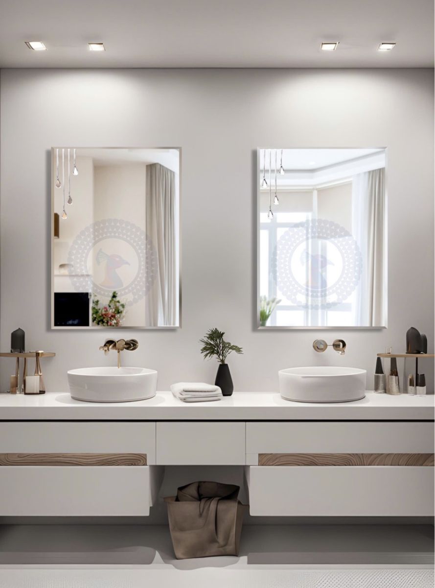 Rectangular bathroom wall art mirror