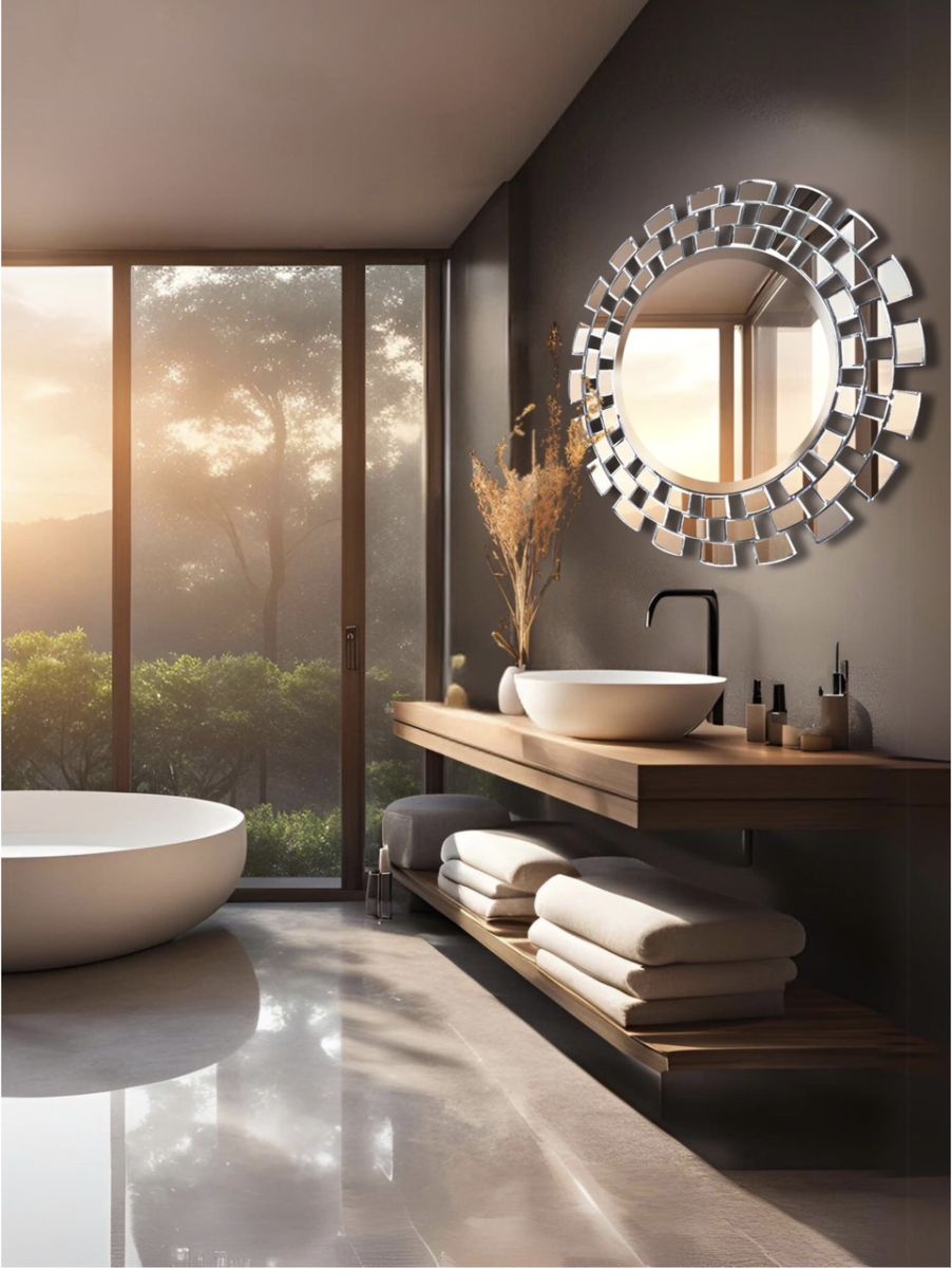 Round bathroom wall mirror