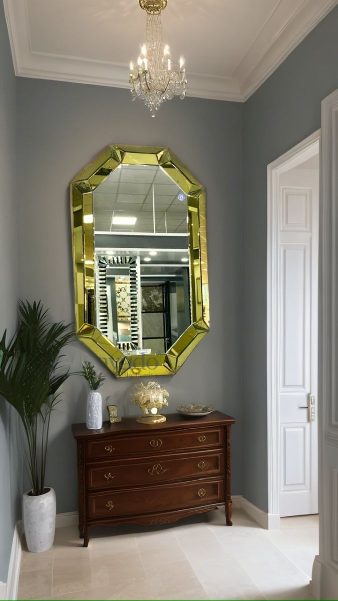 Gold frame bathroom wall art mirror
