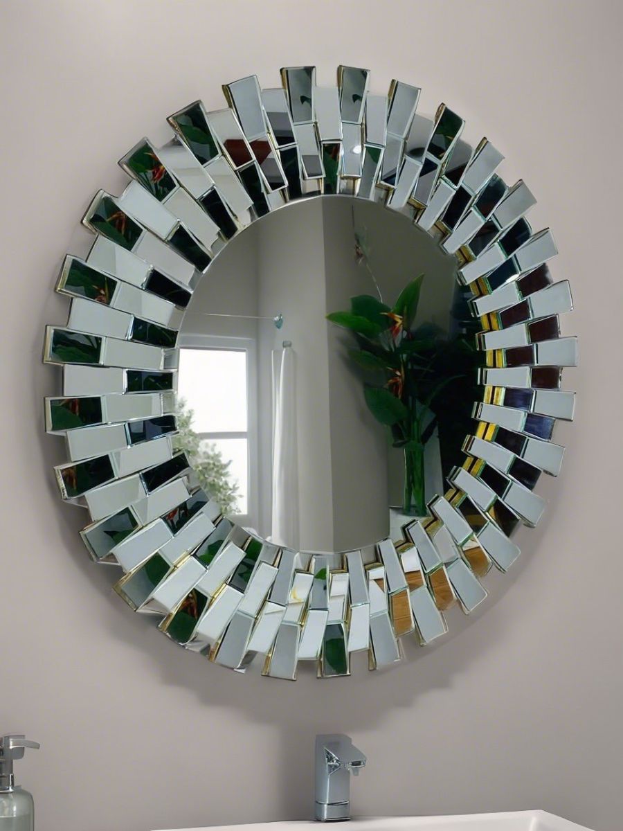 Round wall art bathroom mirror