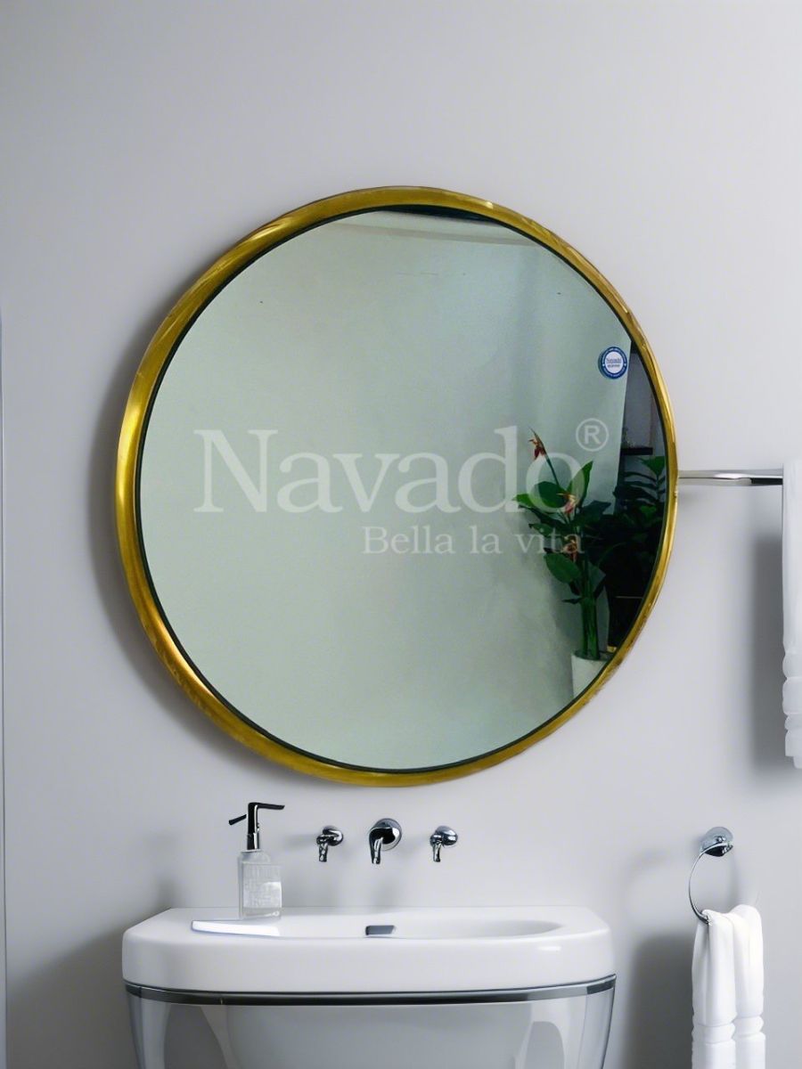 Round mirror frame for bathroom wall