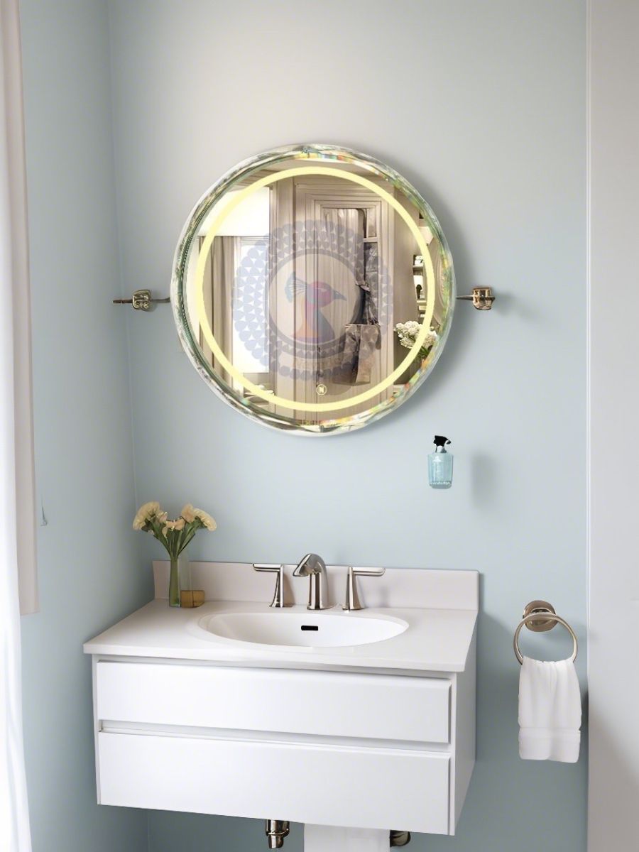 High-End Crystal Frame Wall-Mounted Bathroom Mirror