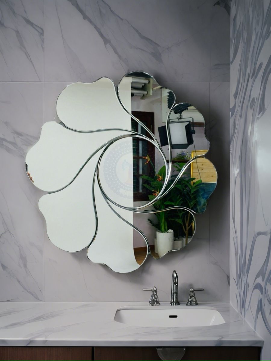 Round bathroom wall art mirror