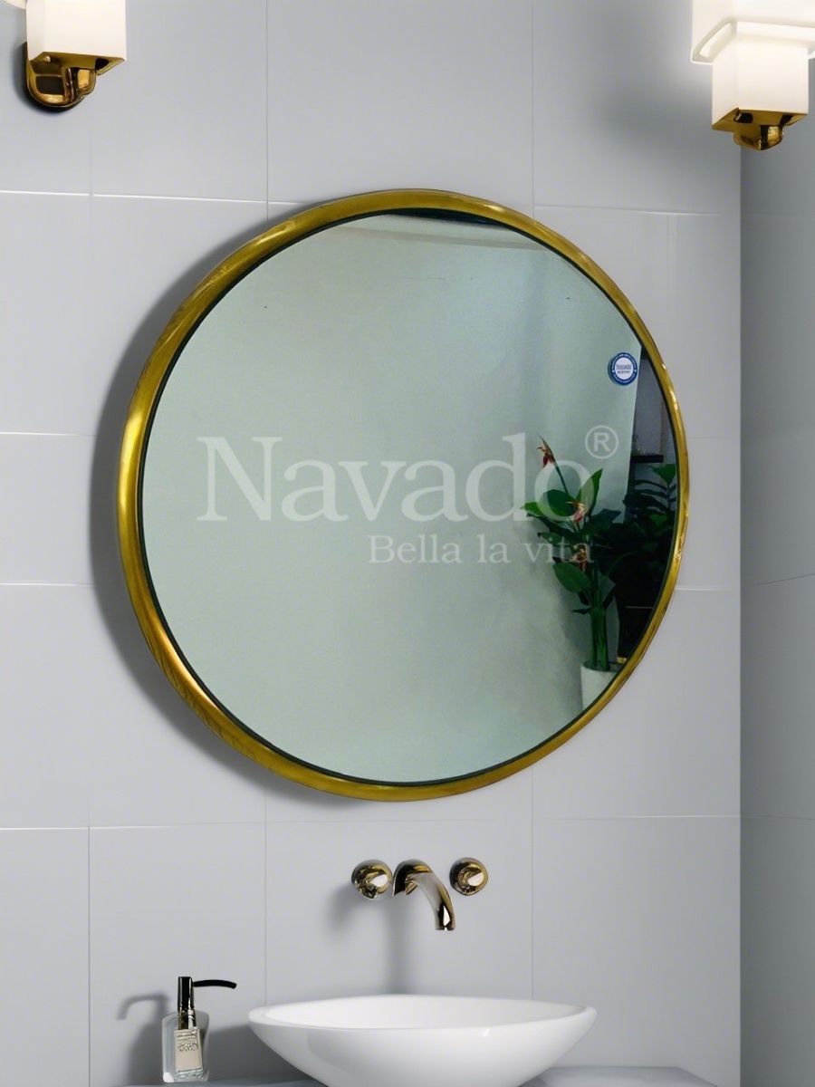 Round mirror frame for bathroom wall