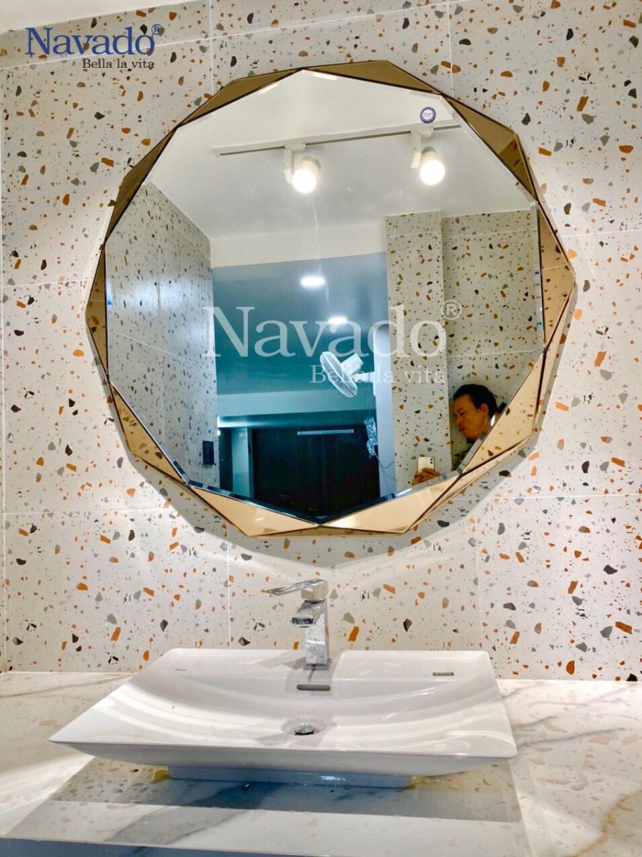 Round bathroom wall art mirror