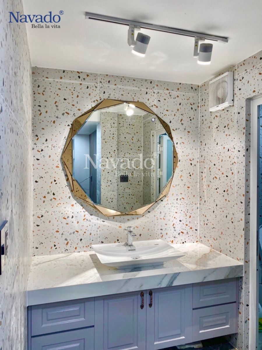 Round bathroom wall art mirror