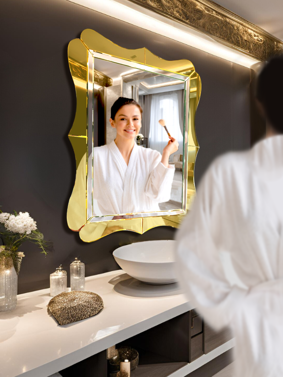 Gold Frame Bathroom Wall Art Mirror