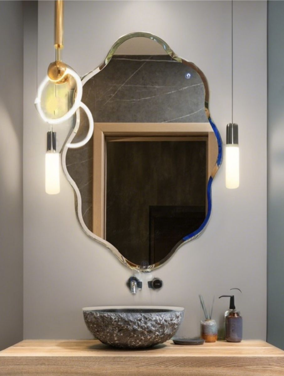 Beveled edge framed mirror for bathroom wall art