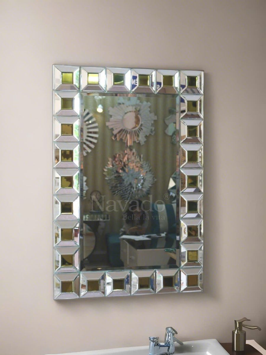Artistic Beaded Bathroom Wall Mirror