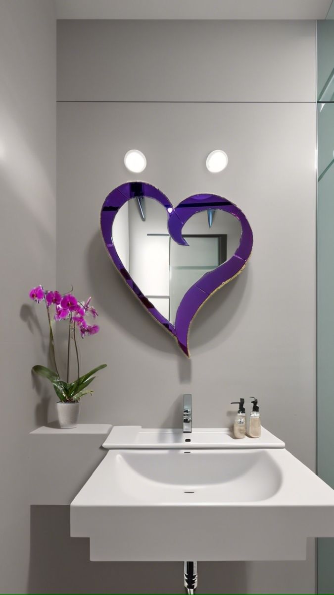 Bathroom wall art mirror model Purple Heart