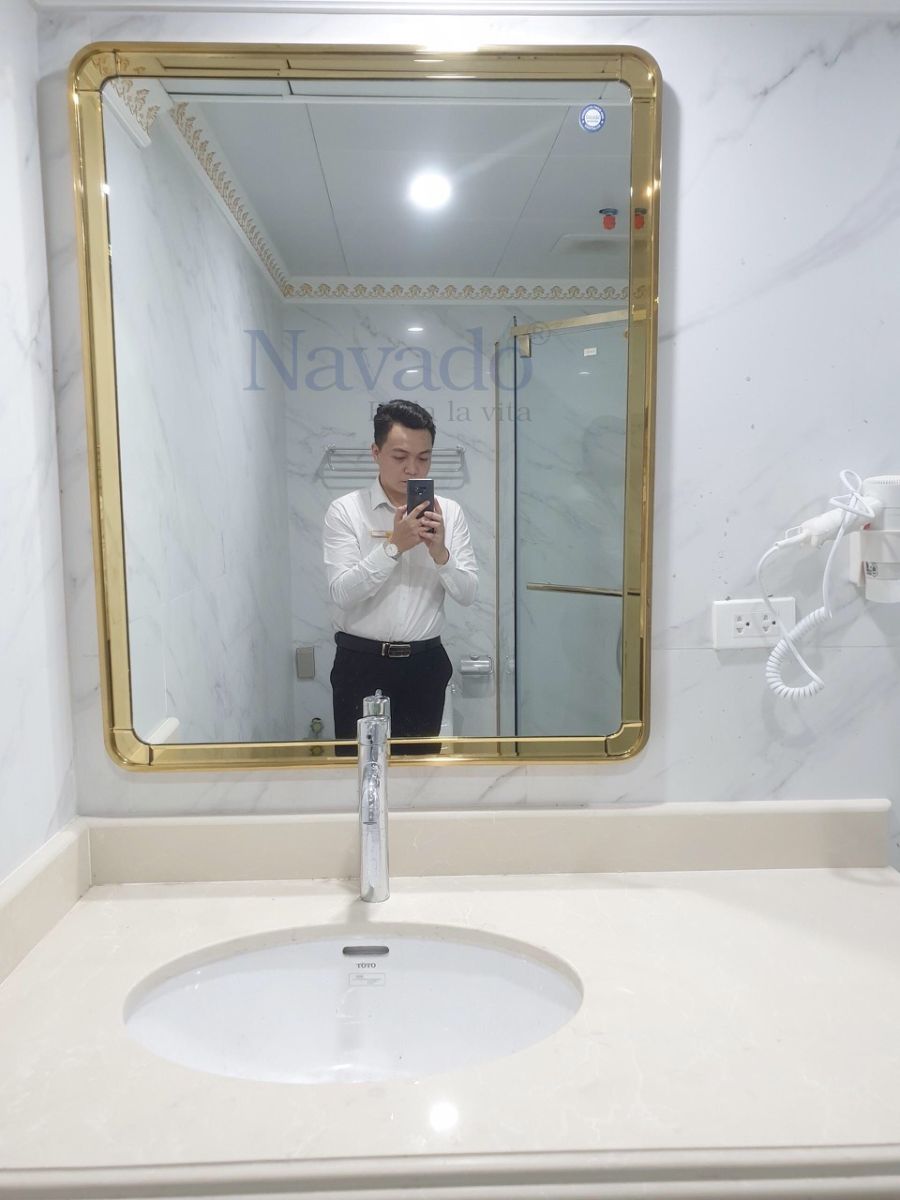 Large rectangular bathroom wall mirror