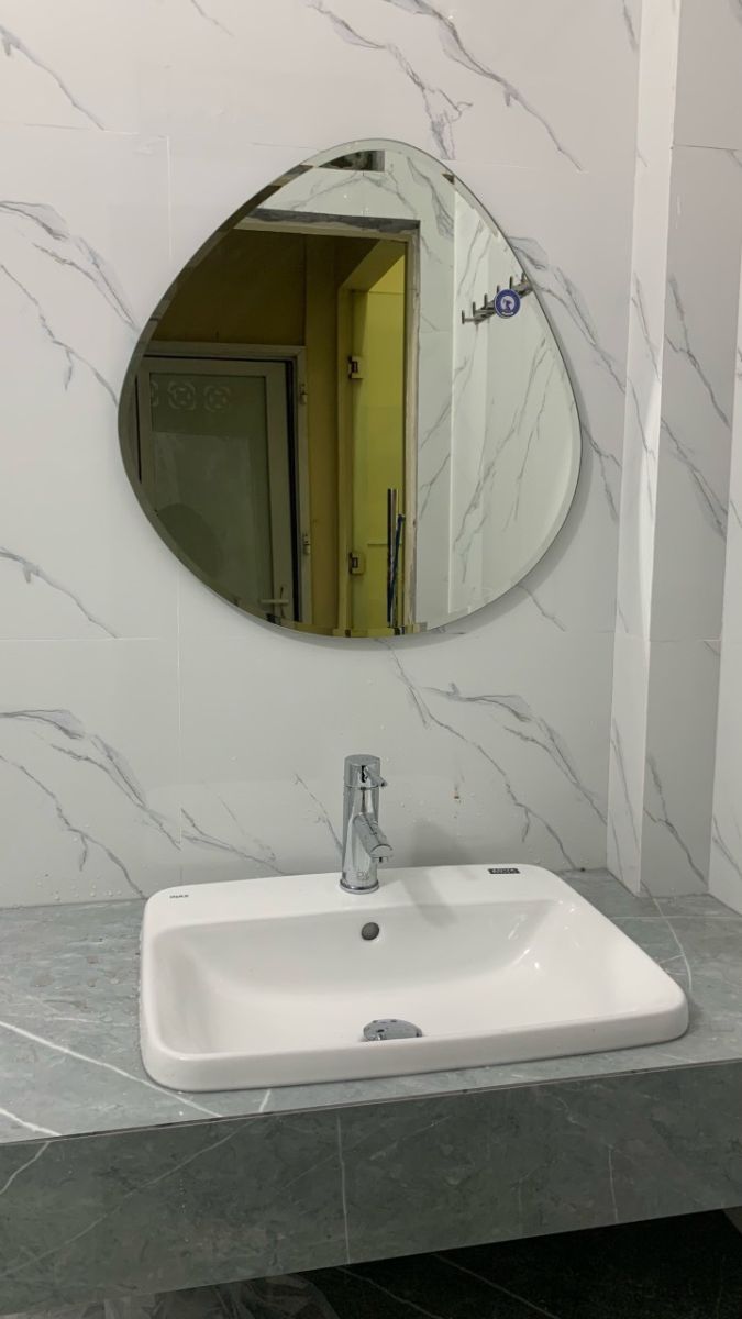 Artistic Beveled Stone Wall Mounted Bathroom Mirror