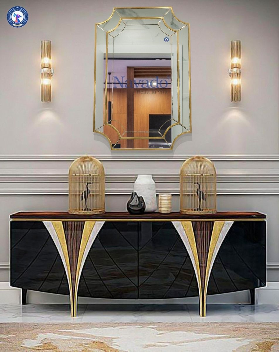 bathroom wall-mounted gold metal frame mirror