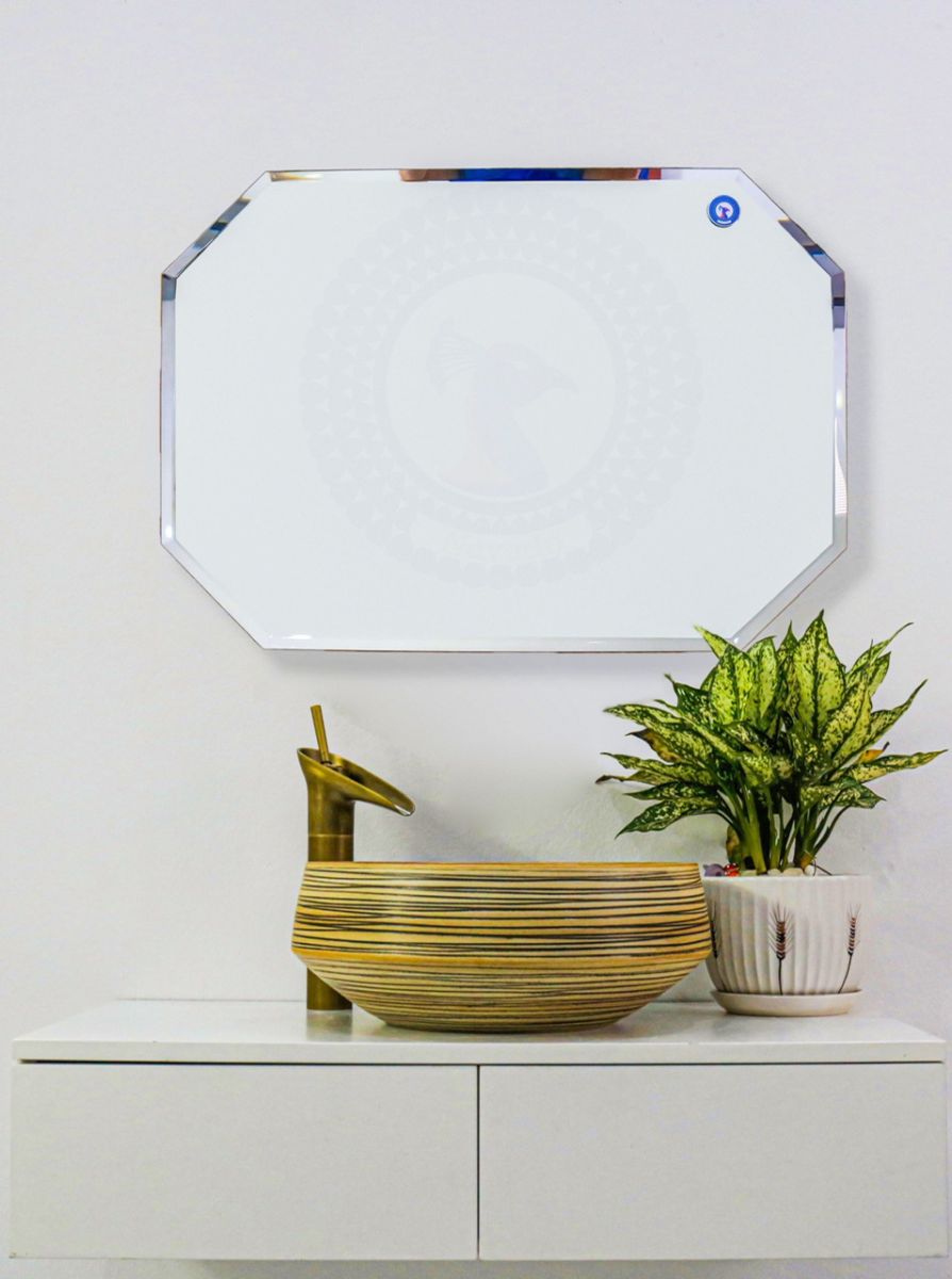 bathroom wall-mounted beveled edge mirror
