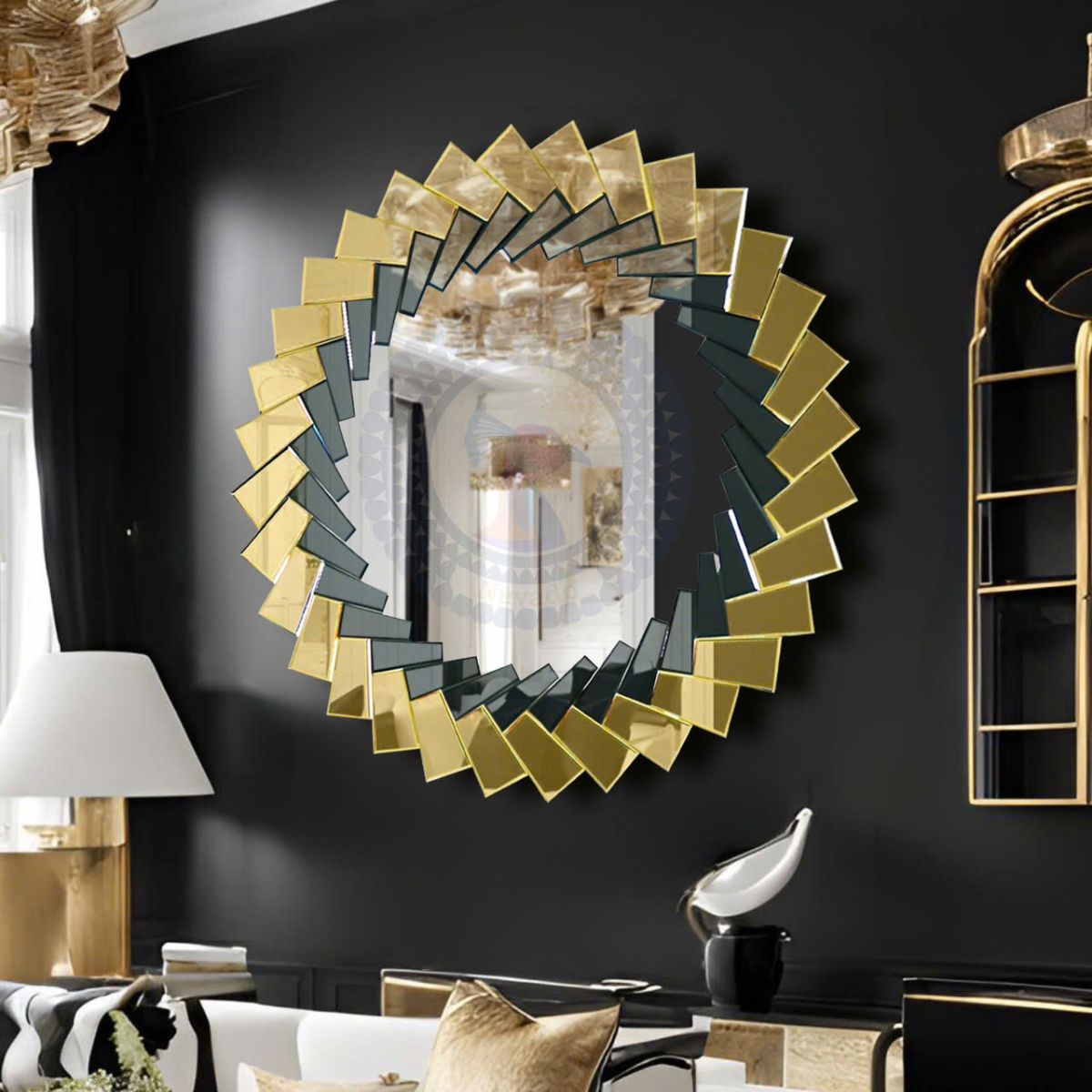 Round Gold Frame Art Vanity Mirror