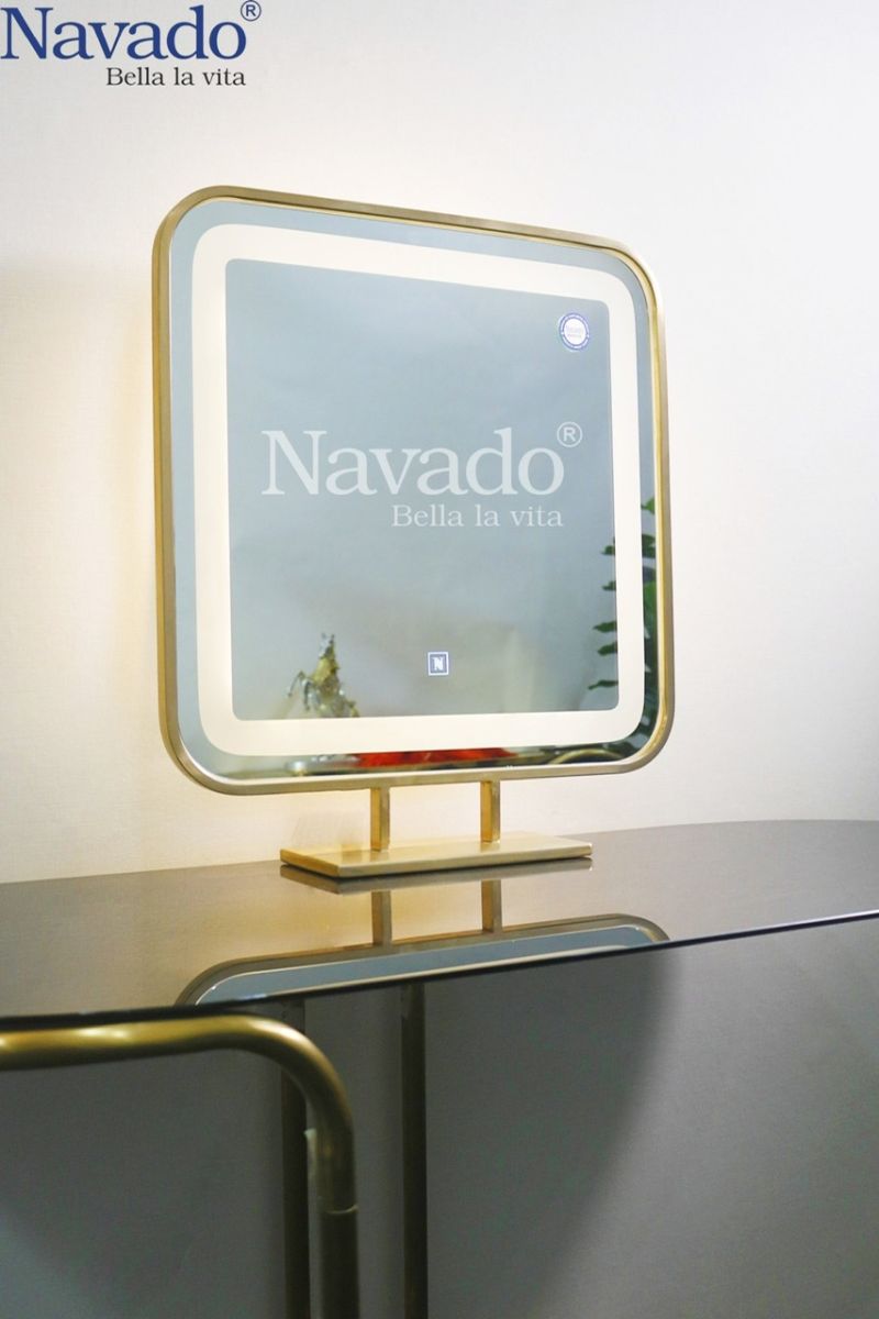 Rectangular Tabletop Vanity Mirror metal led