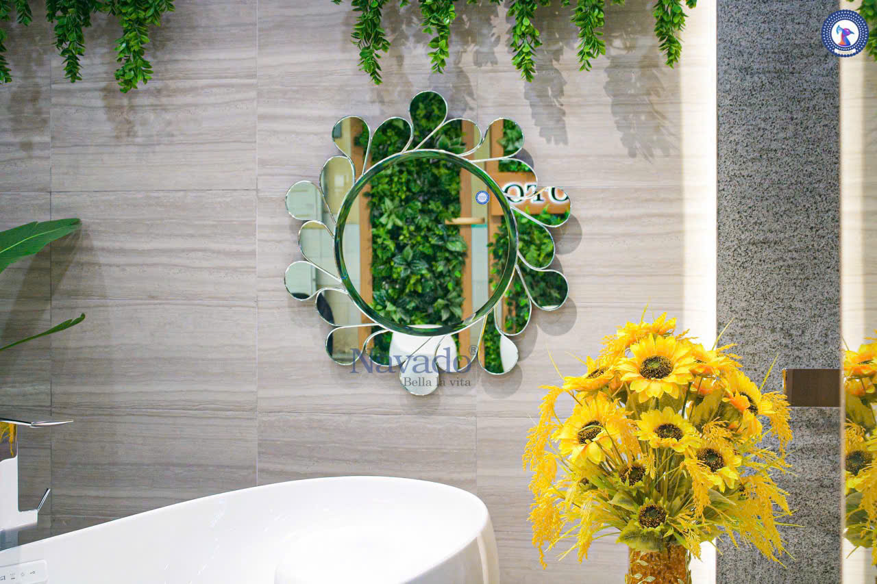 Round wall bathroom mirror  artistically frame