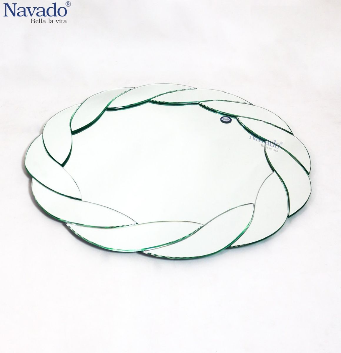 Artistic framed round bathroom mirror