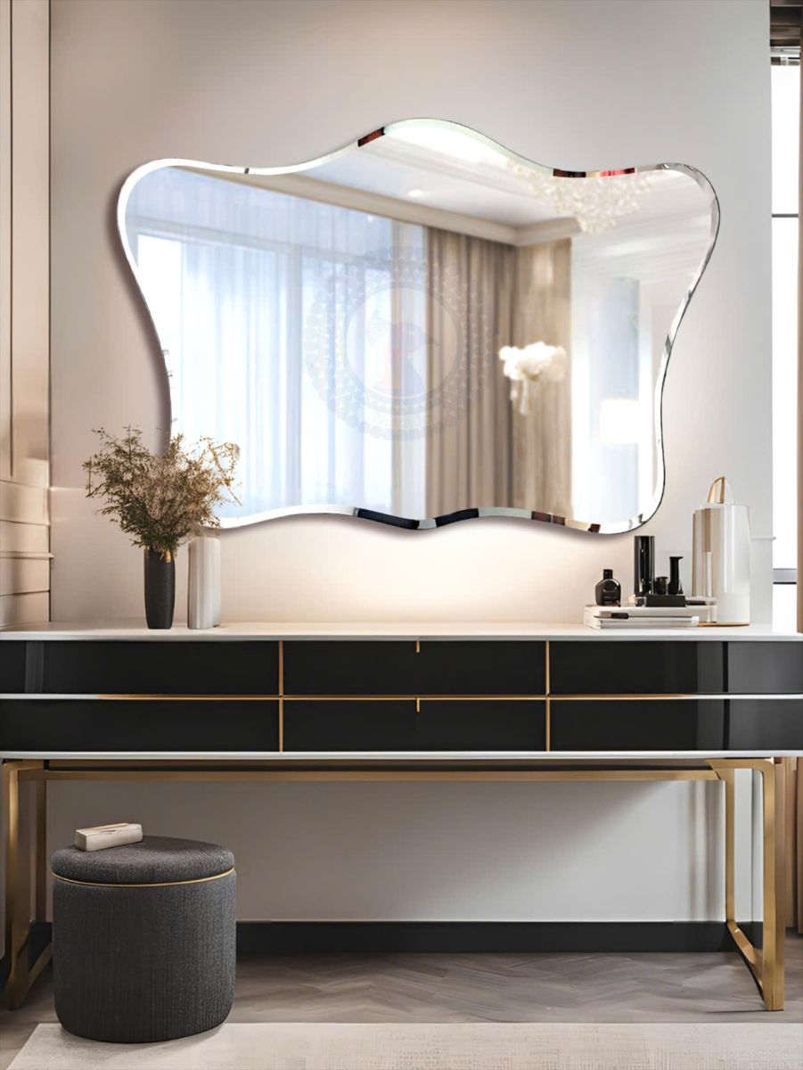 beveled edge bathroom round mirror