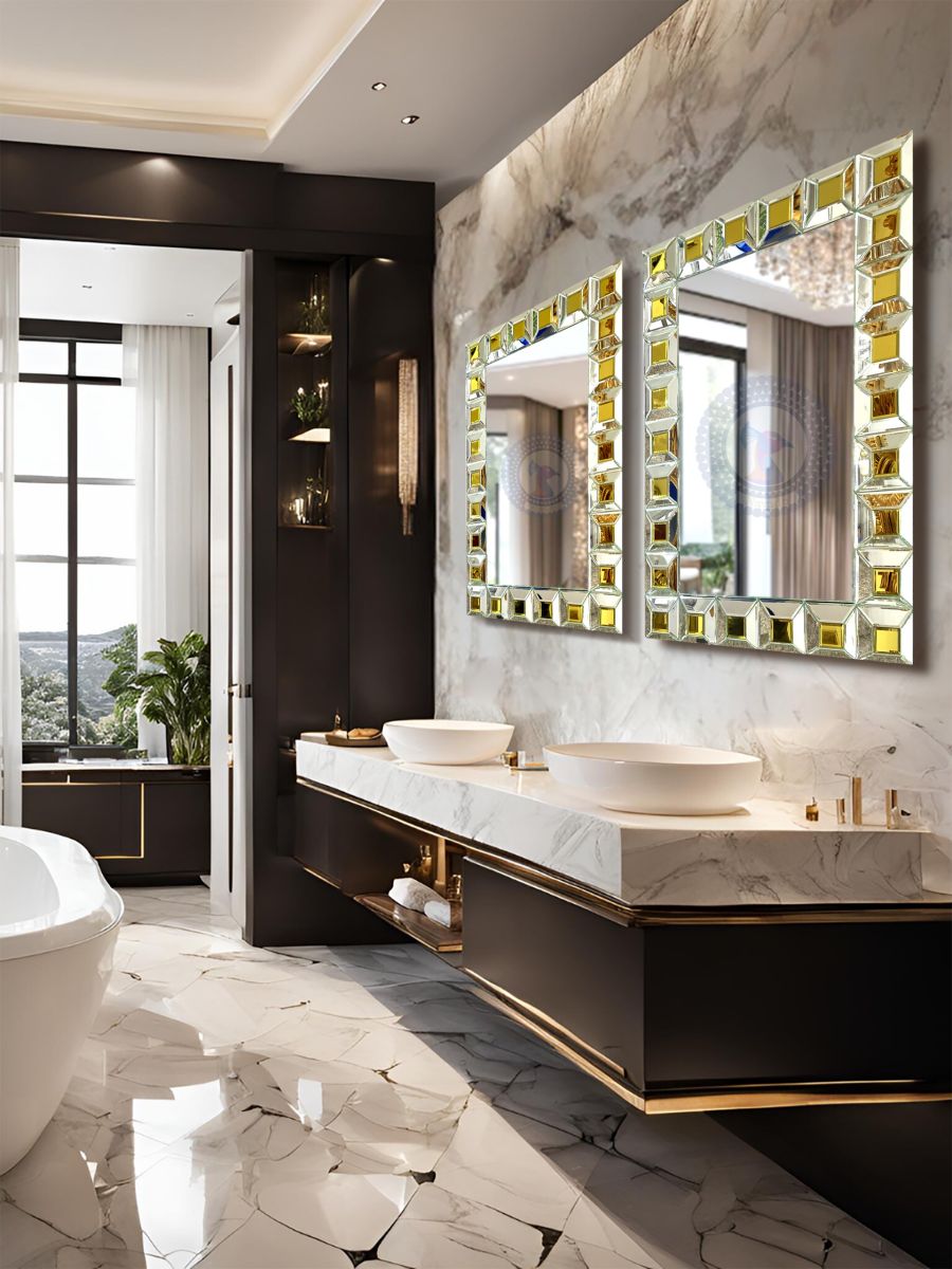 beveled hand-polished rectangular bathroom mirror