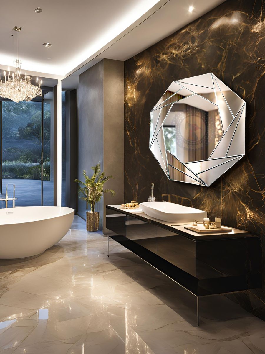 Wall bathroom mirror  artistically