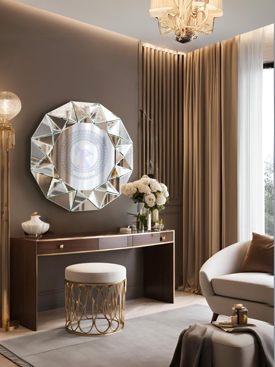 Artistic framed wall mounted bedroom vanity mirror 