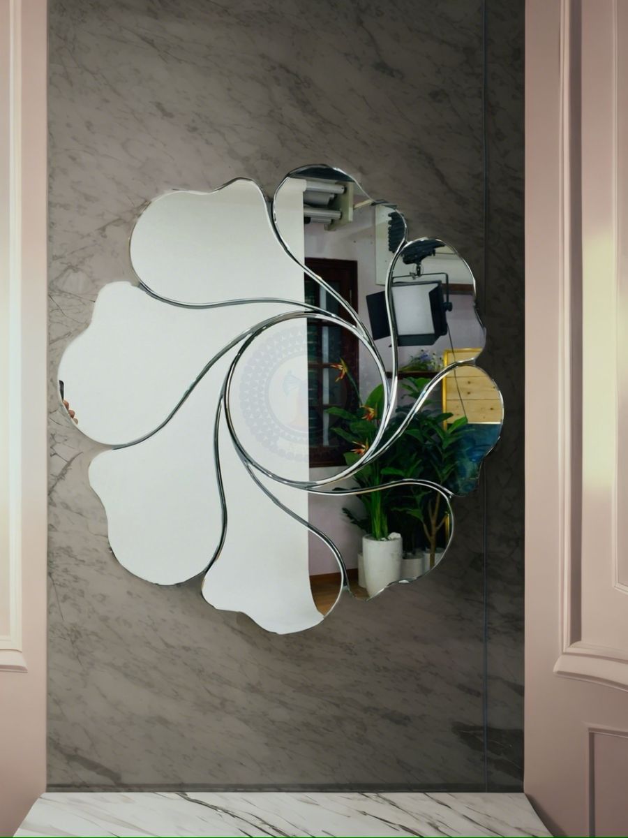 Artistic Hand-Grinded Round Vanity Mirror