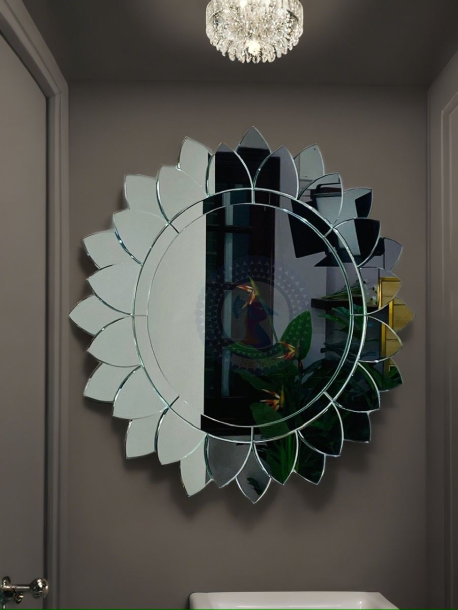 Artistic Hand-Grinded Round Vanity Mirror