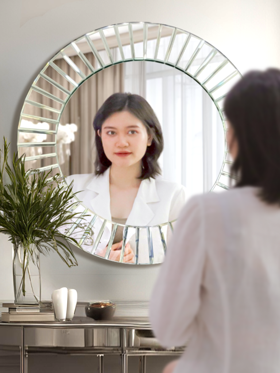 Artistic Hand-Grinded Round Vanity Mirror